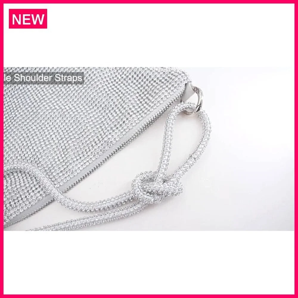 Rhinestone Evening Bag Sparkly Hobo Purse Formal Party Wedding Prom - Picture 8 of 8
